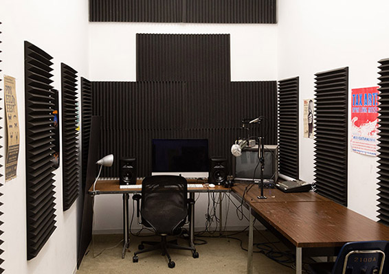 Interior of an audio editing suite